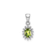 Sterling Silver Pendant with Peridot and Diamond in Sunburst Halo Design