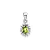 Sterling Silver Pendant with Peridot and Diamond in Sunburst Halo Design
