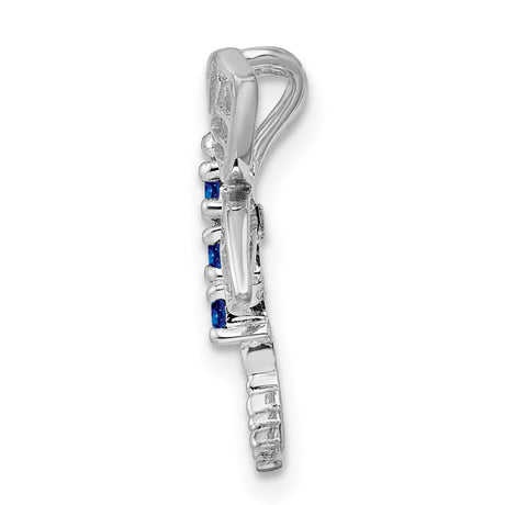 Sterling Silver Dragonfly Pendant with Sapphire Accents, Openwork Wings, Nature-Inspired Design
