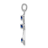 Sapphire & Diamond Cross 27x21mm 0.9ct Charm Pendant in Real 925 Sterling Silver