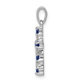 Sapphire & Diamond Cross 17x12mm 0.52ct Charm Pendant in Real 925 Sterling Silver