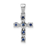 Sapphire & Diamond Cross 17x12mm 0.52ct Charm Pendant in Real 925 Sterling Silver