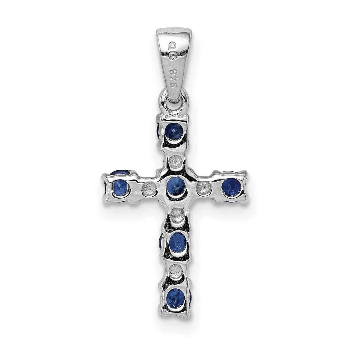 Sapphire and Diamond Cross 17x12mm 0.52ct Charm Pendant in Real 925 Sterling Silver