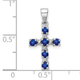 Sapphire & Diamond Cross 17x12mm 0.52ct Charm Pendant in Real 925 Sterling Silver