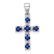 Sapphire & Diamond Cross 17x12mm 0.52ct Charm Pendant in Real 925 Sterling Silver