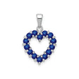 Sterling Silver Heart Pendant with Round Sapphire, Open Heart Design for Women