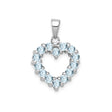 Sterling Silver Heart Pendant with Aquamarine in Prong Setting, Open Heart Design for Women