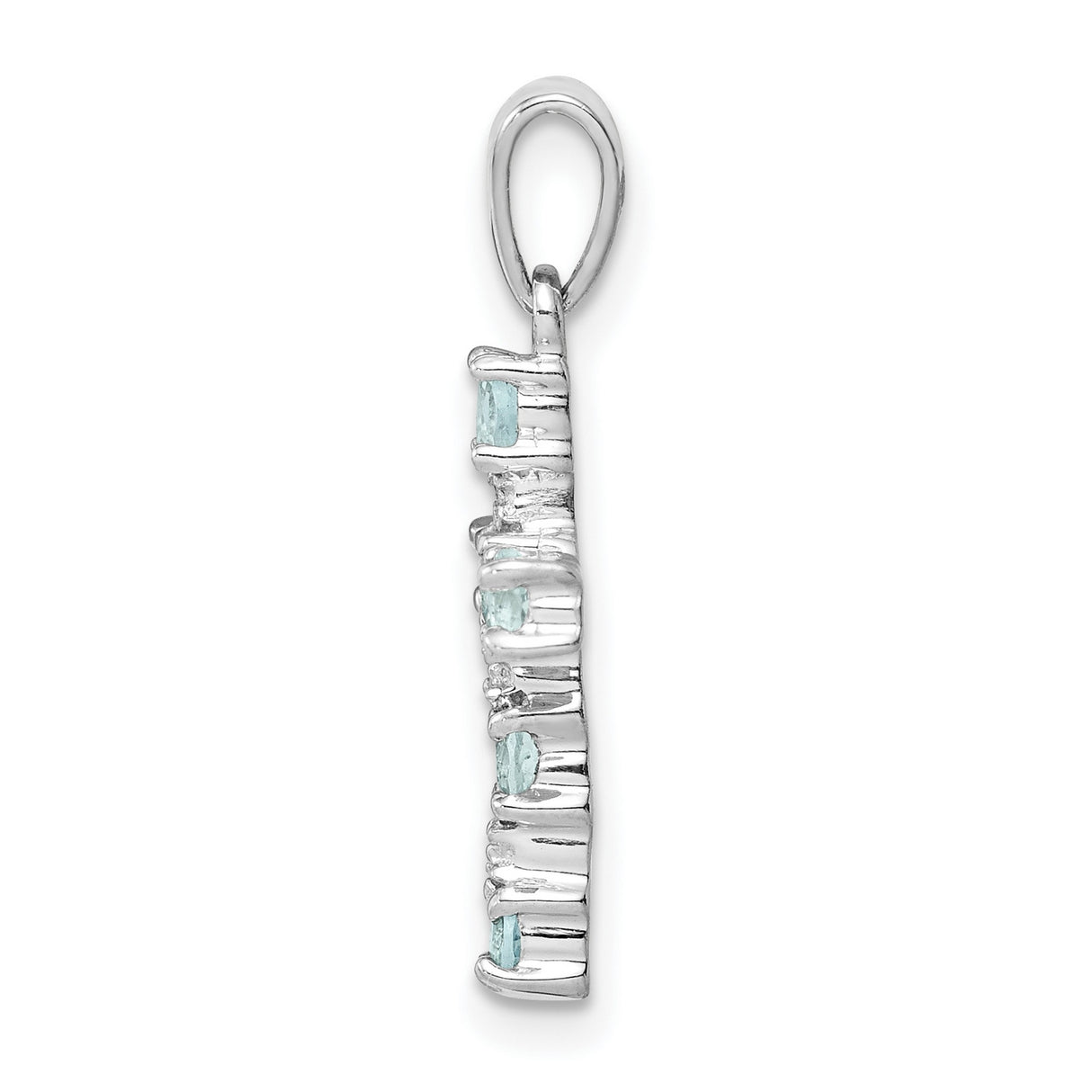 Aquamarine & Diamond Cross 17x12mm 0.33ct Charm Pendant in Real 925 Sterling Silver