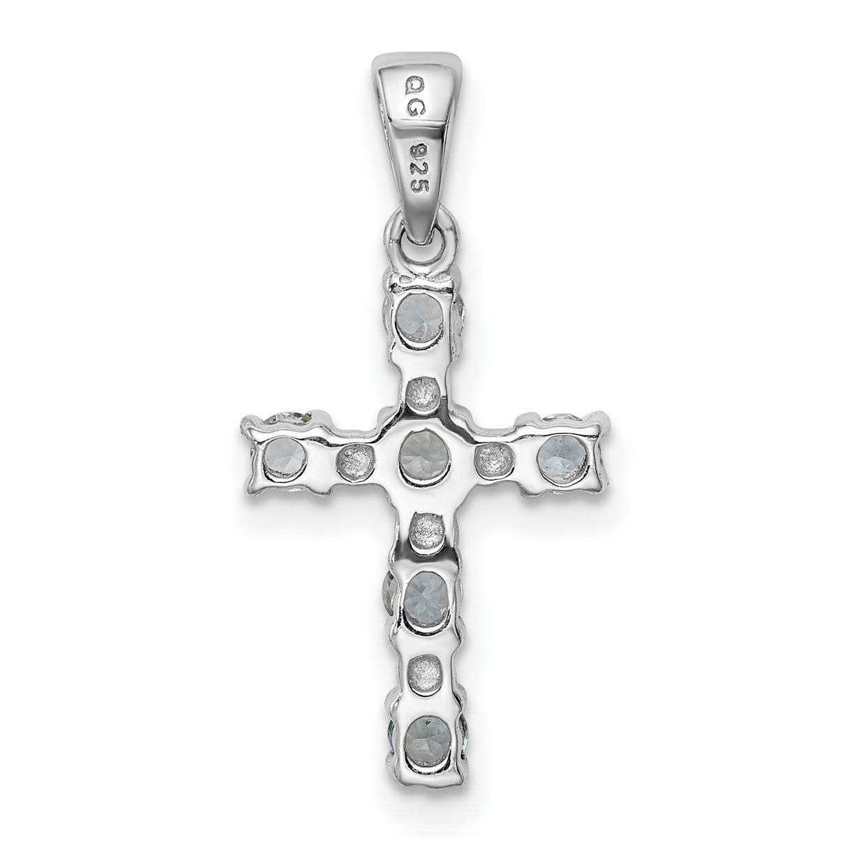 Aquamarine & Diamond Cross 17x12mm 0.33ct Charm Pendant in Real 925 Sterling Silver