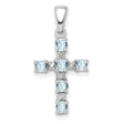Aquamarine & Diamond Cross 17x12mm 0.33ct Charm Pendant in Real 925 Sterling Silver