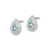 Sterling Silver Teardrop Stud Earrings Light Blue Gemstone