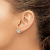 Sterling Silver Teardrop Stud Earrings Light Blue Gemstone