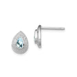 Sterling Silver Teardrop Stud Earrings for Women with Faceted Light Blue Gemstones, Textured Border, Delicate Silver Posts, Timeless Design, Elegant Everyday Look, Classic Blue Drop Style