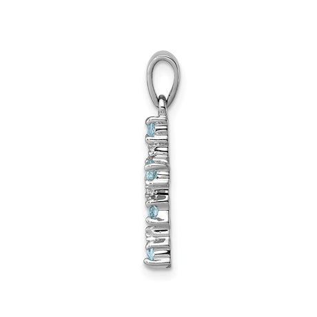 Sterling Silver Cross Pendant with Sky Blue Topaz and Diamond, Modern Faith Jewelry