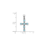 Sterling Silver Cross Pendant with Sky Blue Topaz and Diamond, Modern Faith Jewelry