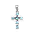 Sterling Silver Cross Pendant with Sky Blue Topaz and Diamond, Modern Faith Jewelry