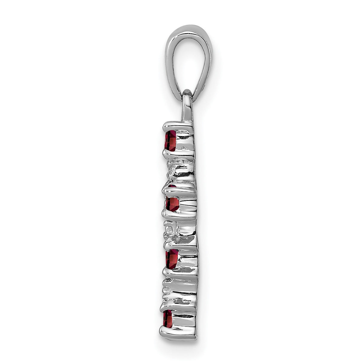 Garnet & Diamond Cross 17x12mm 0.48ct Charm Pendant in Real 925 Sterling Silver