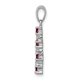 Garnet & Diamond Cross 17x12mm 0.48ct Charm Pendant in Real 925 Sterling Silver