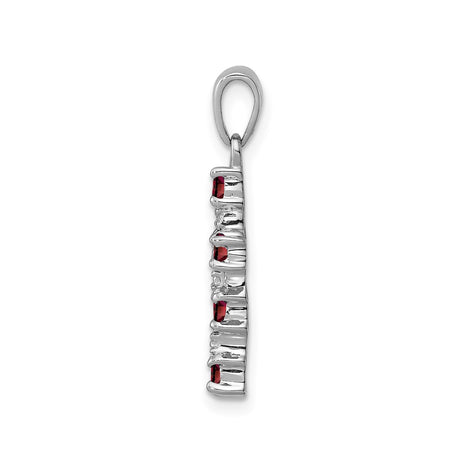 Sterling Silver Cross Pendant with Garnet and Diamond Accents, Unisex Faith Jewelry