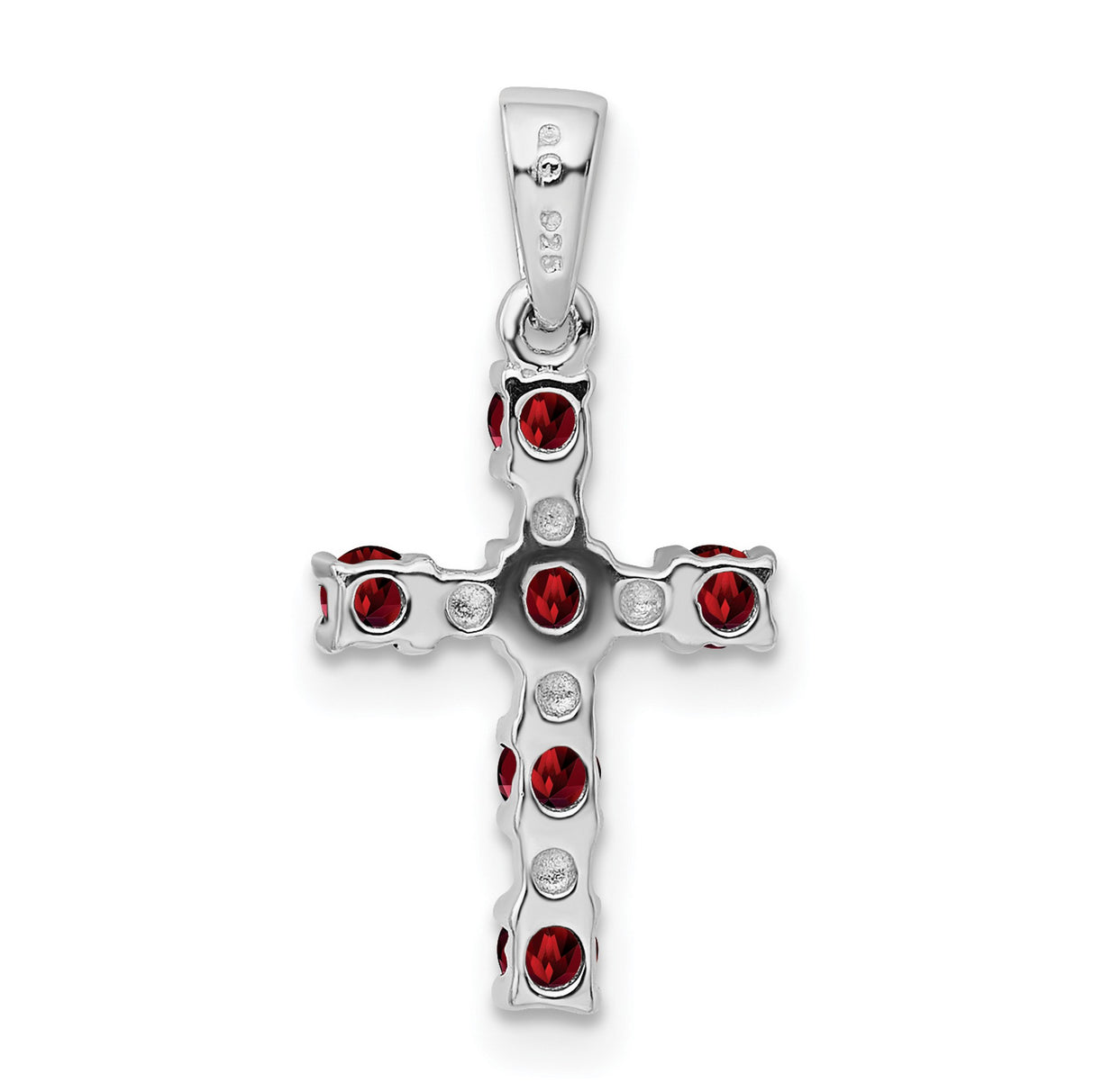 Garnet & Diamond Cross 17x12mm 0.48ct Charm Pendant in Real 925 Sterling Silver