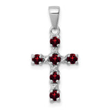 Garnet and Diamond Cross 17x12mm 0.48ct Charm Pendant in Real 925 Sterling Silver