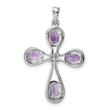 Amethyst & Diamond Cross 30x23mm 1.75ct Charm Pendant in Real 925 Sterling Silver