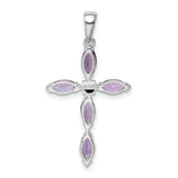 Amethyst and Diamond 25x17mm 1.05ct Charm Pendant in Real 925 Sterling Silver