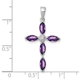 Amethyst and Diamond 25x17mm 1.05ct Charm Pendant in Real 925 Sterling Silver