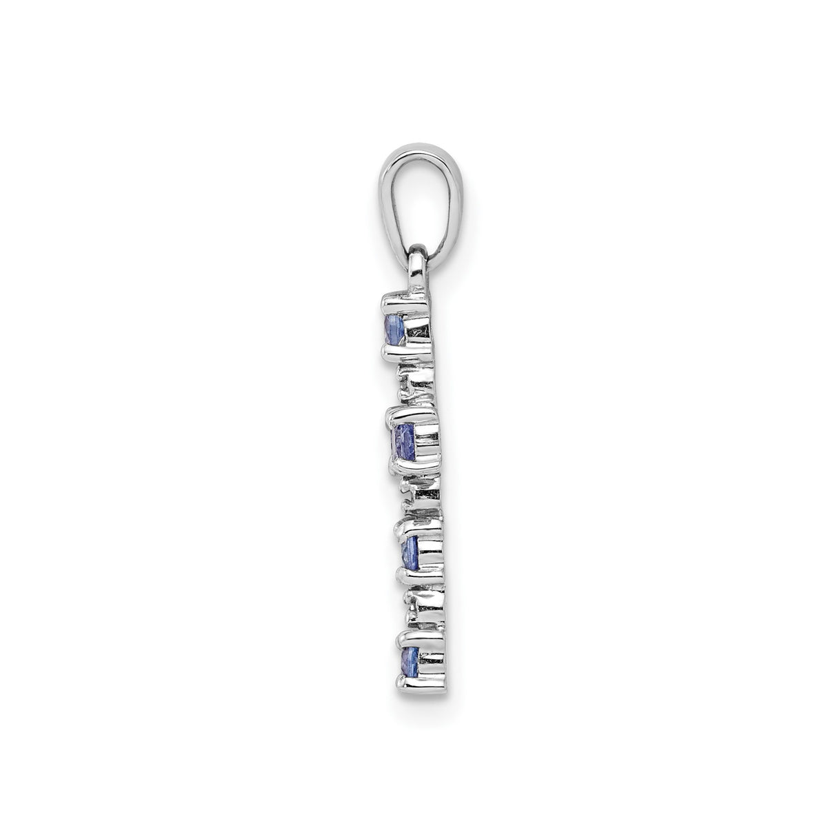 Sterling Silver Cross Pendant with Tanzanite and Diamond, Christian Jewelry for Women