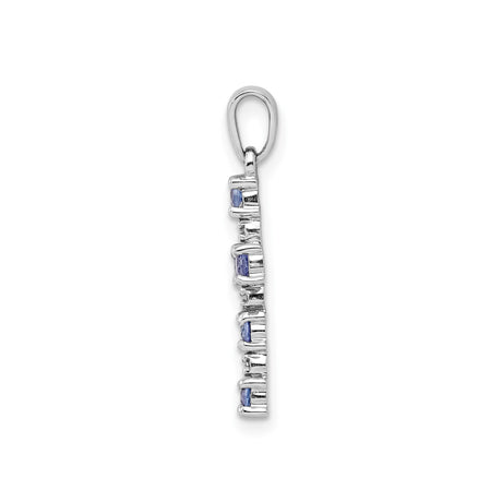 Sterling Silver Cross Pendant with Tanzanite and Diamond, Christian Jewelry for Women