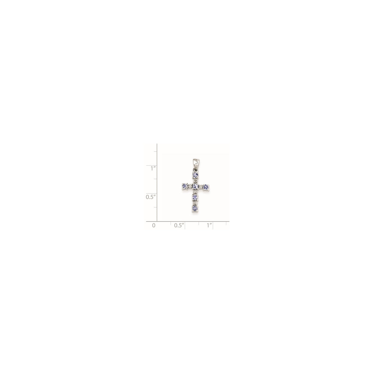 Sterling Silver Cross Pendant with Tanzanite and Diamond, Christian Jewelry for Women