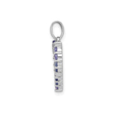 Sterling Silver Heart Pendant with Tanzanite and Diamond, Romantic Jewelry for Women