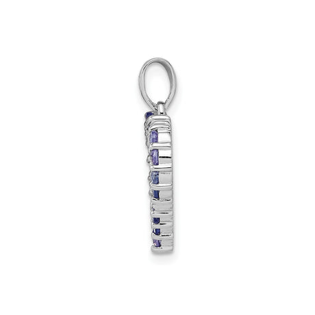 Sterling Silver Heart Pendant with Tanzanite and Diamond, Romantic Jewelry for Women