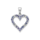 Sterling Silver Heart Pendant with Tanzanite and Diamond, Romantic Jewelry for Women