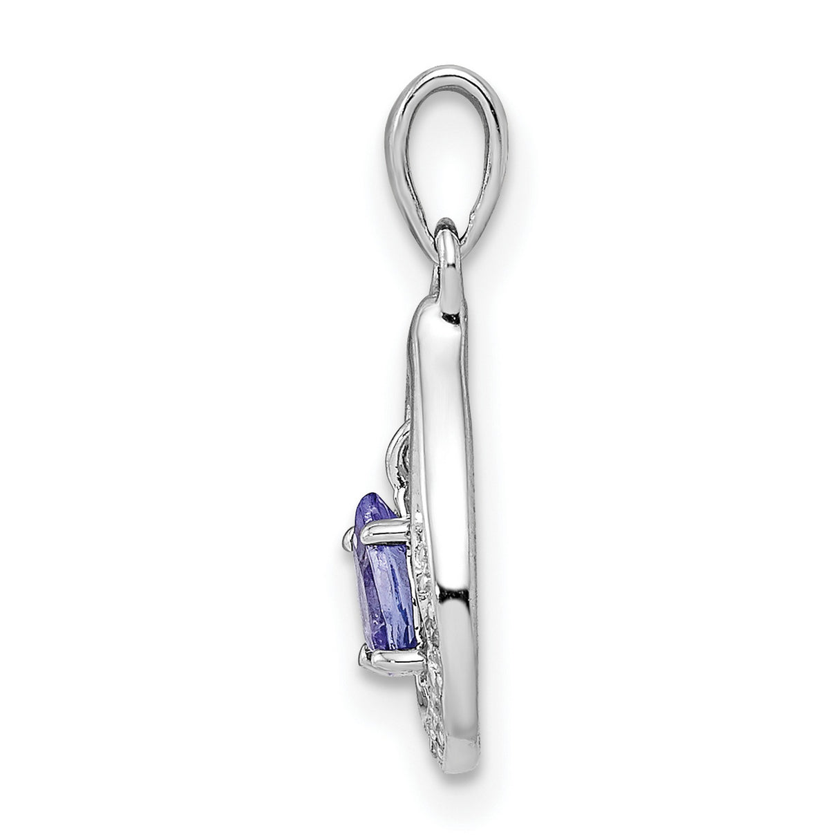 Sterling Silver Teardrop Pendant with Pear Shaped Tanzanite and Diamond Accents for Women