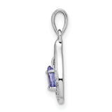 Sterling Silver Teardrop Pendant with Pear Shaped Tanzanite and Diamond Accents for Women