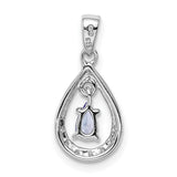 Sterling Silver Teardrop Pendant with Pear Shaped Tanzanite and Diamond Accents for Women