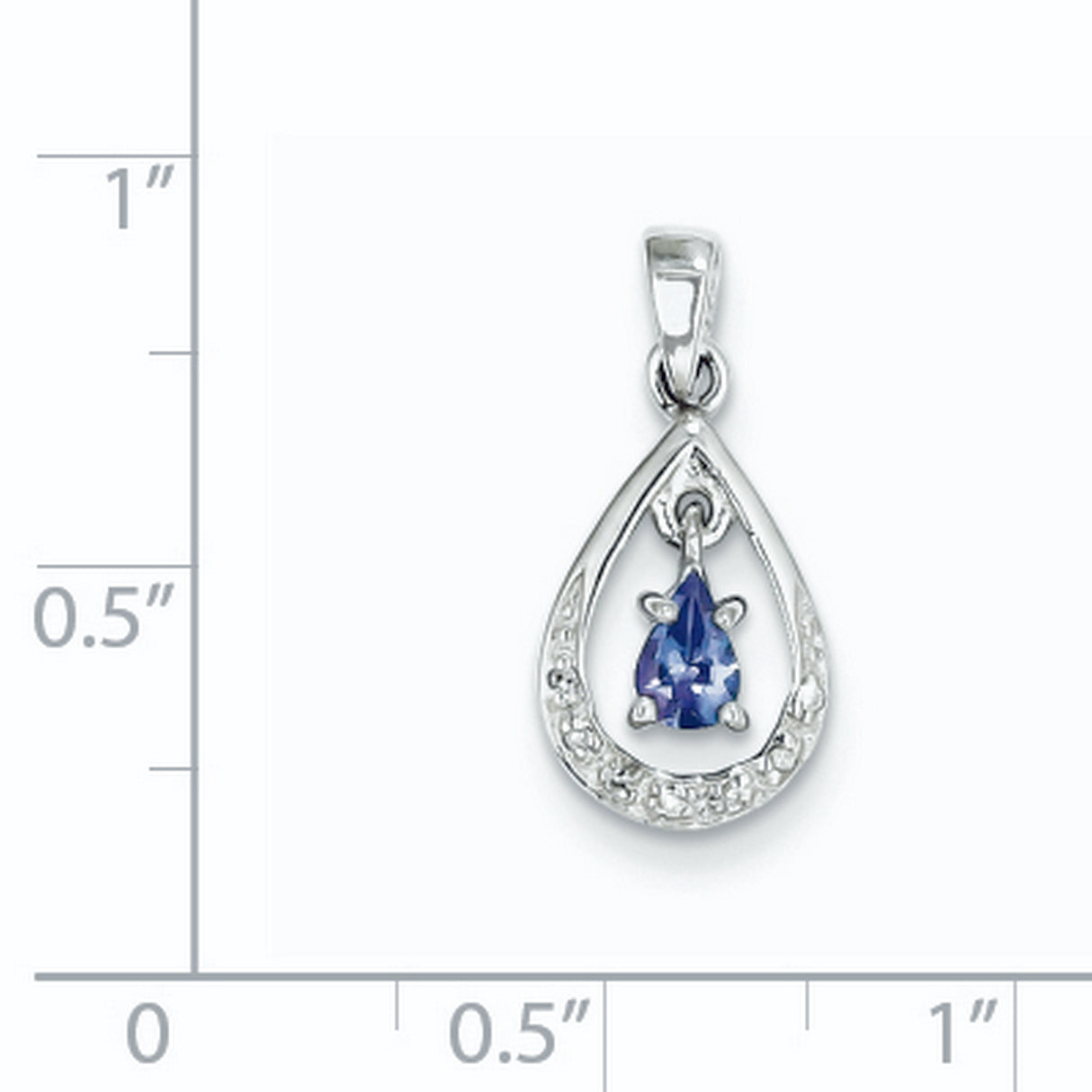 Sterling Silver Teardrop Pendant with Pear Shaped Tanzanite and Diamond Accents for Women