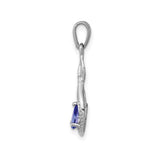 Sterling Silver Infinity Pendant with Tanzanite Teardrop and Diamond Accents for Women