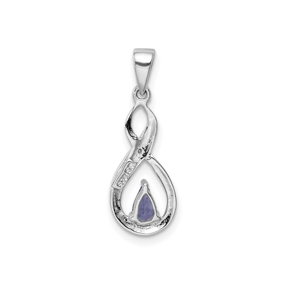 Sterling Silver Infinity Pendant with Tanzanite Teardrop and Diamond Accents for Women