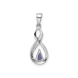 Sterling Silver Infinity Pendant with Tanzanite Teardrop and Diamond Accents for Women