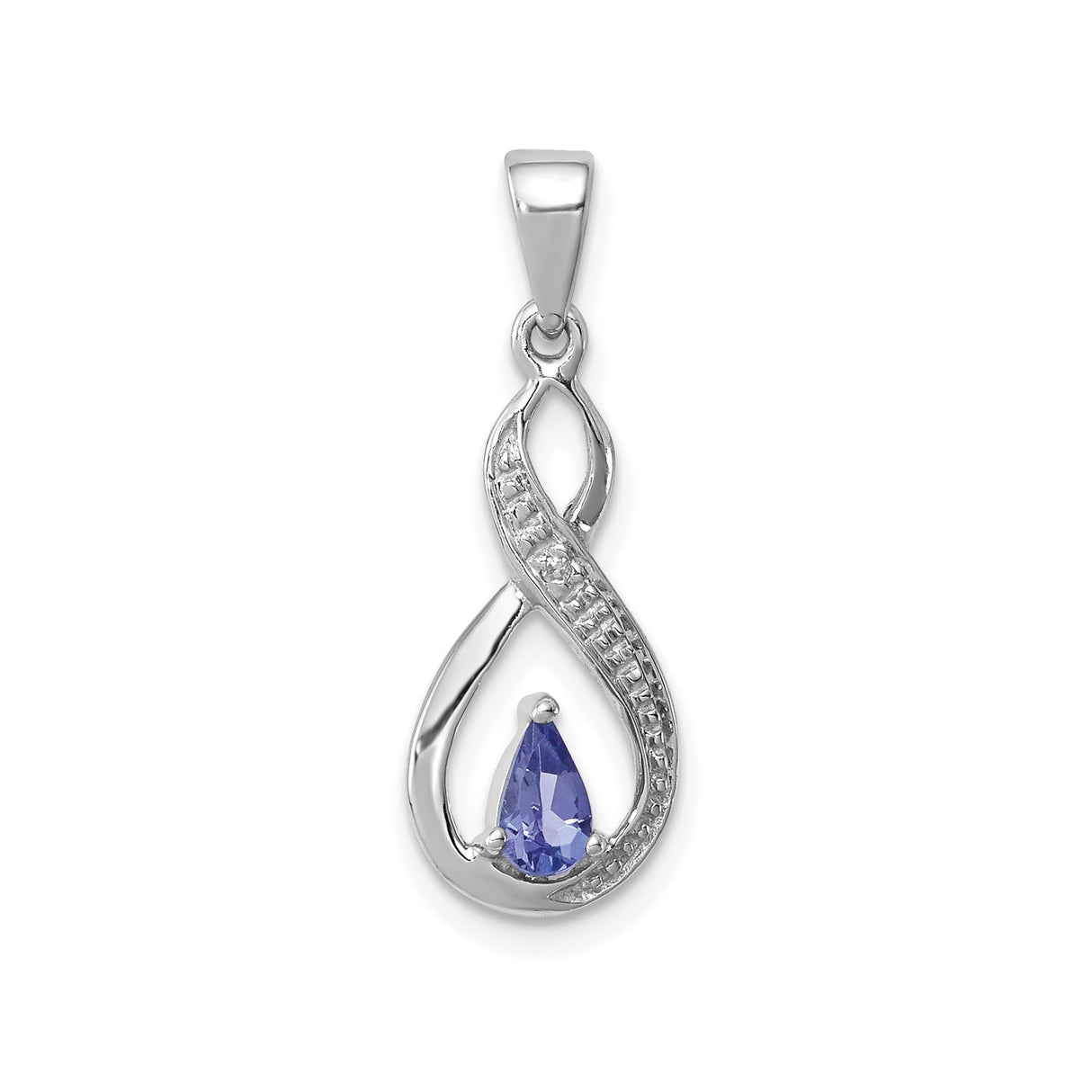 Sterling Silver Infinity Pendant with Tanzanite Teardrop and Diamond Accents for Women