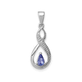 Sterling Silver Infinity Pendant with Tanzanite Teardrop and Diamond Accents for Women