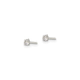Sterling Silver Stud Earrings Round CZ Four Prong Setting