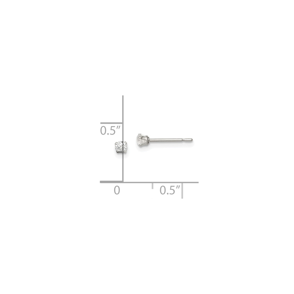 Sterling Silver Stud Earrings Round CZ Four Prong Setting