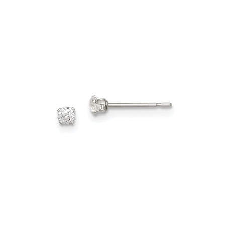Sterling Silver Stud Earrings with Round Cut Clear Cubic Zirconia in Classic Four-Prong Setting, Minimalist Silver Jewelry for Women, Timeless Lightweight Elegant Studs for Everyday or Formal Wear