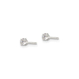 Sterling Silver Stud Earrings Round Cut CZ Four Prong
