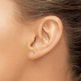 Sterling Silver Stud Earrings Round Cut CZ Four Prong
