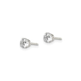 Sterling Silver Minimalist Stud Earrings Round CZ Prong