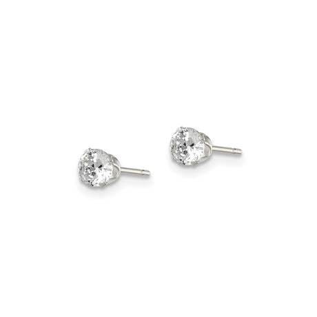Sterling Silver Minimalist Stud Earrings Round CZ Prong